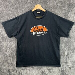 Y2K Geek Squad Fruit Of The Loom Heavy Cotton Mens XL Employee Black T Shirt Vtg